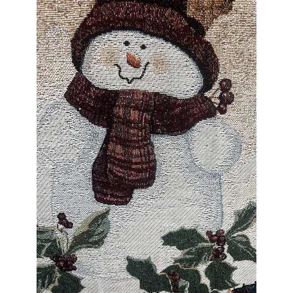 Woven Christmas/Winter Throw Blanket Snowmen By Jamie Carter 50 in x 60 Fringe - Picture 5 of 13